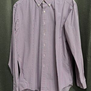 Ralph Lauren Men's Red and Blue Checkered Shirt Classic Fit 16 1/2  36/37